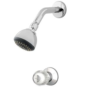 Cabeza de ducha + manija tipo campanola con diseño aries cromada. - EDESA