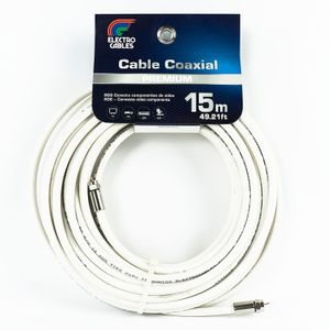 Cable coaxial blanco de 15 metros con terminales - ELECTROCABLES