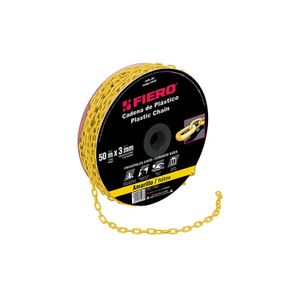 Metro de cadena de 3 mm de plástico amarilla, carrete de 50m - FIERO