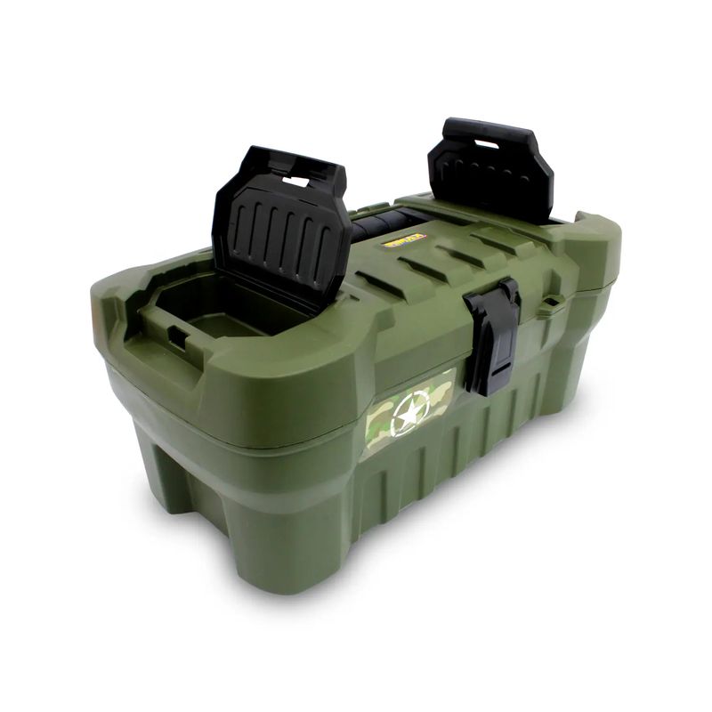 Caja-de-herramientas-plastica-de-16-pulgadas-de-diseño-ARMY-con-2-compartimentos-superiores-y-bandeja-desmontable.