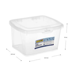 Caja multiusos plástica de 16 x 32.5 x 24.5 cm tipo baúl pequeña con 6 l de capacidad y tapa de cierre tipo clip - RIMAX