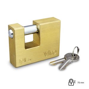 Candado anticizalla de latón macizo de 75 mm con vástago rotatorio anticorte de acero endurecido cromado - VIRO