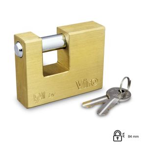 Candado anticizalla de latón macizo de 84 mm con vástago rotatorio anticorte de acero endurecido cromado - VIRO