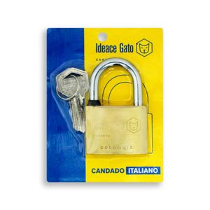 Candado plano de 50 mm con soporte de caucho hidrófugo fabricado en latón macizo - IDEACE GATO