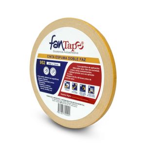 Cinta doble faz de espuma con medidas: 12 mm x 25 m. Ideal para montaje de objetos, reducción de sonido, etc. - FANTAPE