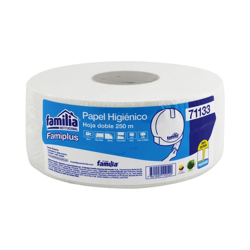 Papel Higiénico Industrial Jumbo Doble Hoja Precortada De 250 Metros