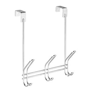 Colgador de puerta metálico de 24.1 x 9.5 x 28.6 cm con 6 ganchos; 3 para ropa y 3 para sombreros o gorras - IDESIGN