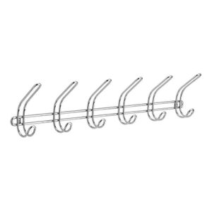 Colgador de pared para ropa metálico de 38.7 x 14 x 76 cm con 12 ganchos; 6 para ropa y 6 para sombreros o gorras - IDESIGN