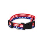 Collar-para-perro-PATRIOTIC-de-nylon-de-talla-M-con-diseño-de-la-bandera-de-USA-y-gancho-plastico-de-liberacion-rapida