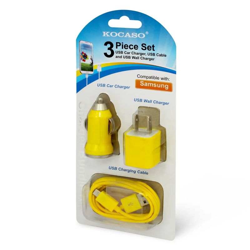 Kit-de-cargadores-de-viaje-que-contiene--1-cable-micro-USB-1-cargador-de-corriente-y-1-cargador-para-auto--pack-x-3