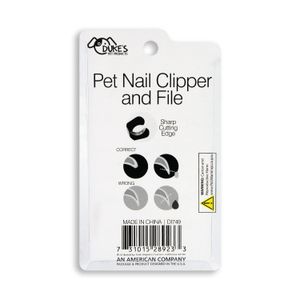 Cortauñas de mascotas plástico con mango ergonómico y bordes de corte afiladas, y lima metálica de 14 cm - DUKES