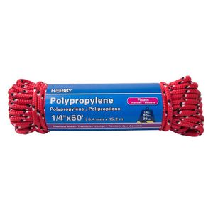 Cuerda de Polipropileno trenzada de 1/4", roja, atado con 15 mts. | HOBBY PRO