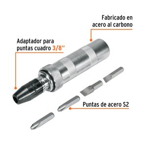 Desarmador de impacto con 4 puntas de acero S2 3/8" - TRUPER