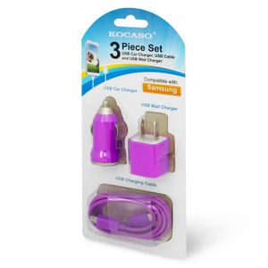 Jgo De 3 Cargadores Micro Usb Morado - KOCASO