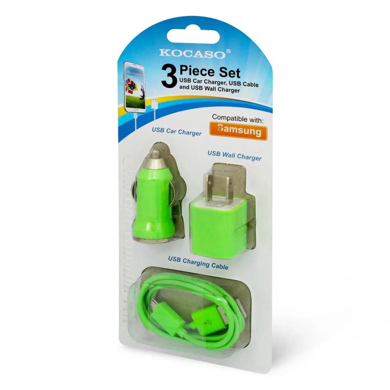 Kit-de-cargadores-de-viaje-que-contiene--1-cable-micro-USB-1-cargador-de-corriente-y-1-cargador-para-auto--pack-x-3