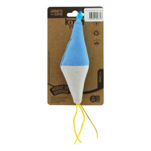 Juguete para gato alargado tipo trompo suave con cintas nylon de colores; y el interior con migajas de catnip - VANDER PET