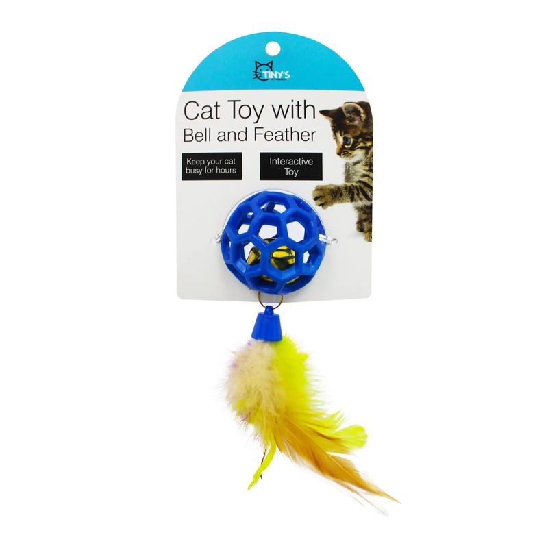 Juguete-para-gato-de-5-cm-tipo-pelota-suave-de-goma-que-incluye-un-cascabel-grande-y-plumas-suaves-de-colores