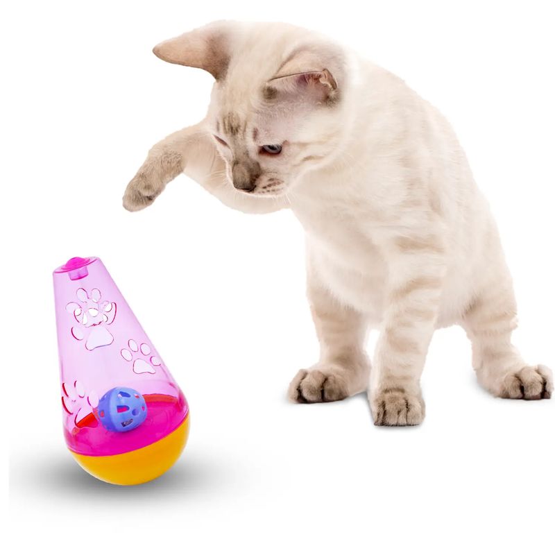 Juguete-para-gato-plastico-tipo-interactivo-tambaleante-de-18cm-tipo-piramide-con-un-cascabel-en-su-interior