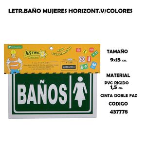 Letr.Bano Mujeres Horizont.V/Colores - ASTRO PUBLICIDAD