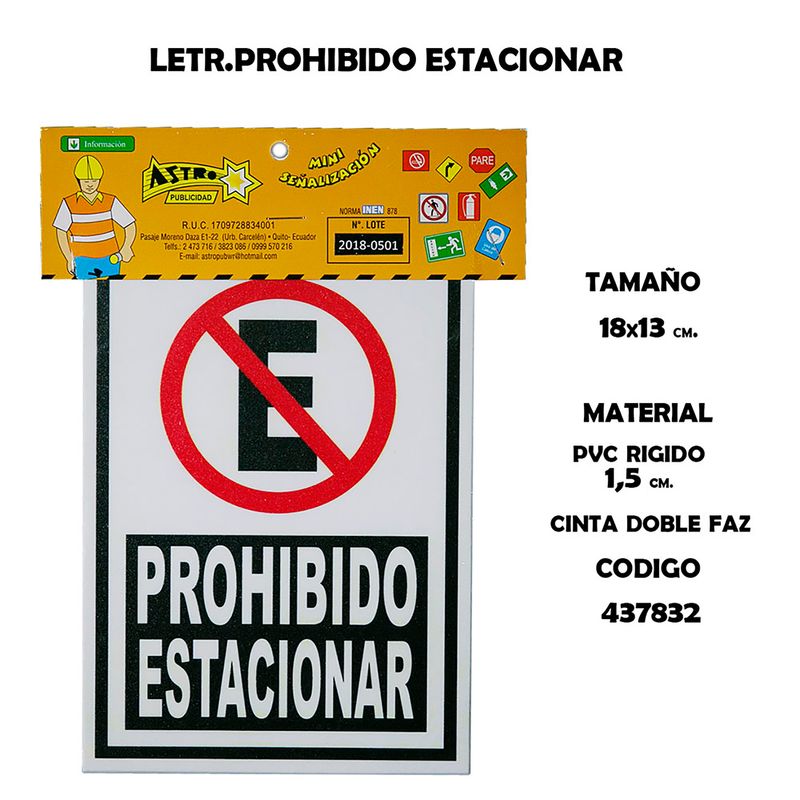 Letr.Prohibido-Estacionar-18X13Cm