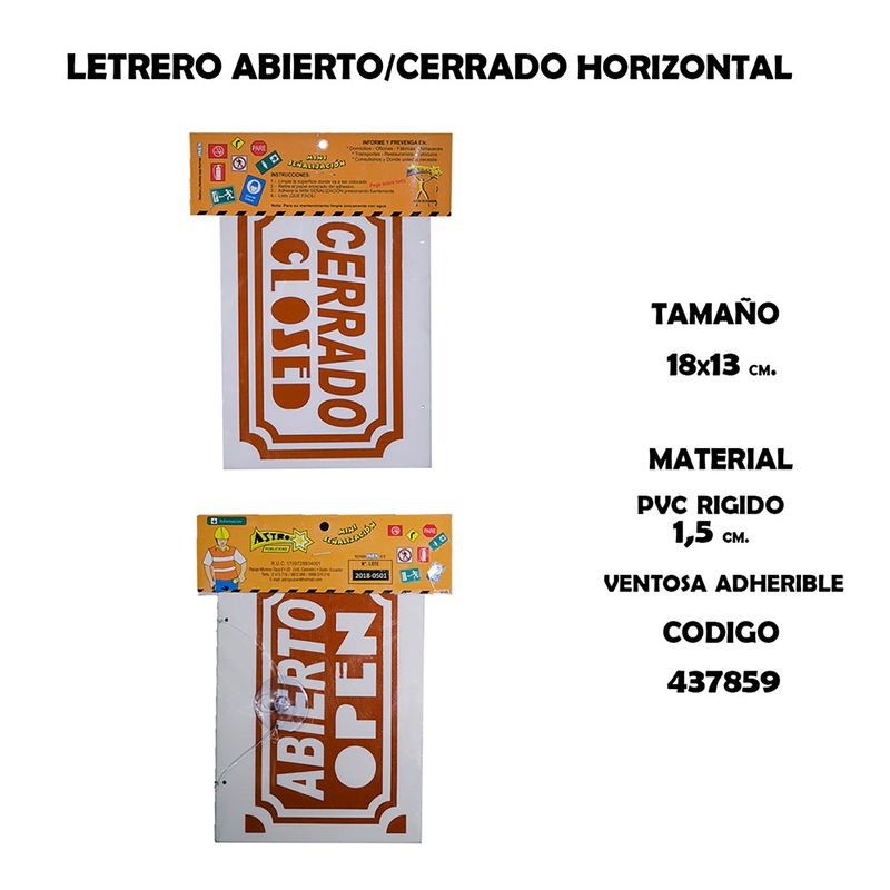 Letrero Abierto Cerrado