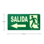 Letrero-fotoluminiscente-de-30-x-15-de-estructura-rigida-con-señaletica-estandarizada-de-SALIDA-hacia-la-IZQUIERDA