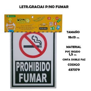 Letrero Prohibido Fumar 18X13Cm - ASTRO PUBLICIDAD