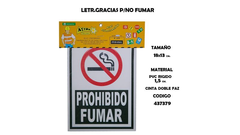 LETRERO PROHIBIDO FUMAR