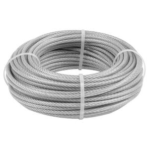 Alambre trenzado 7 x 7 plastificado de 15 metros de largo y un grosor de 3 mm. Resistente 40 kg o 88 lbs de tensión - ROPSTAR
