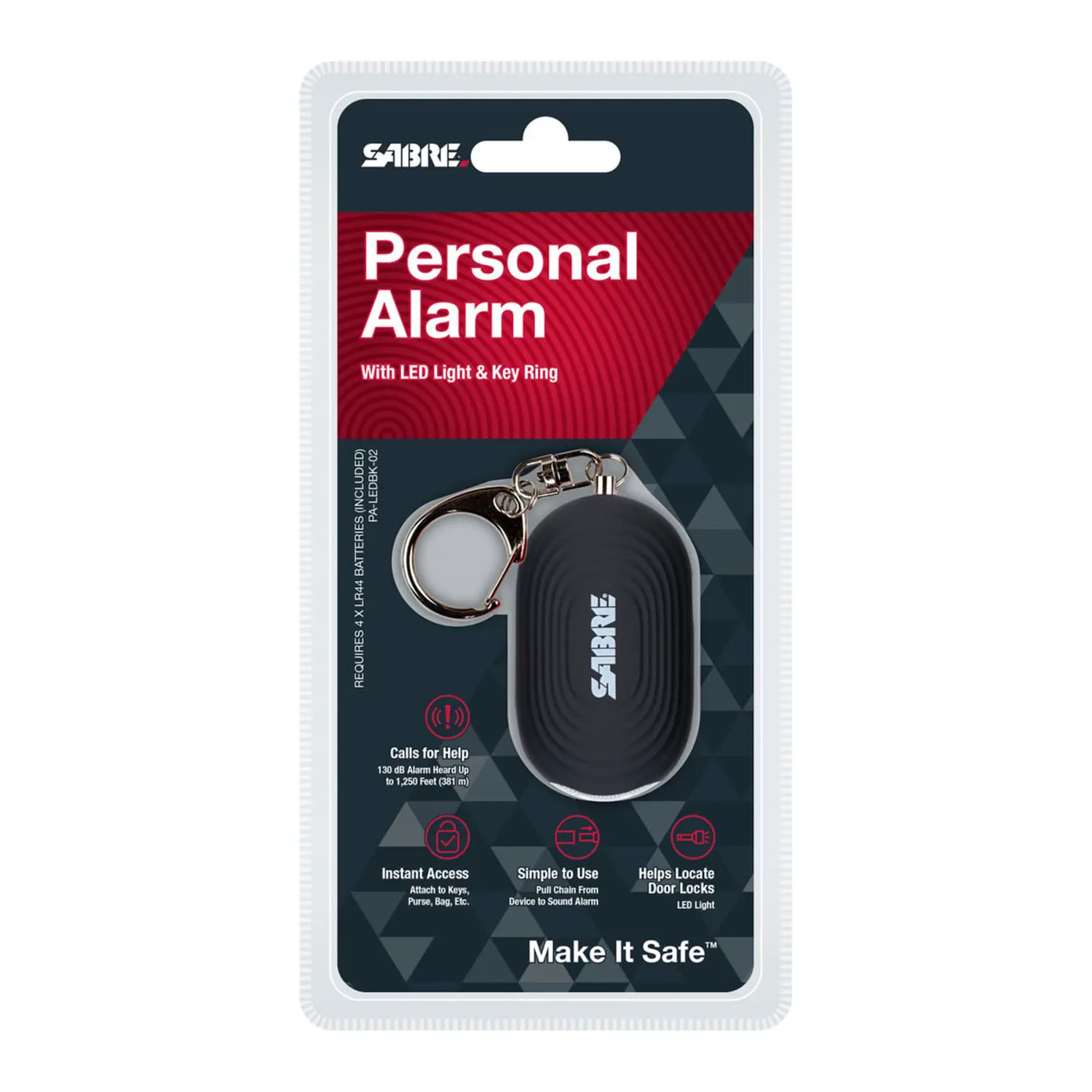 Alarma Personal 130dB Anti Asalto Linterna 2xAAA