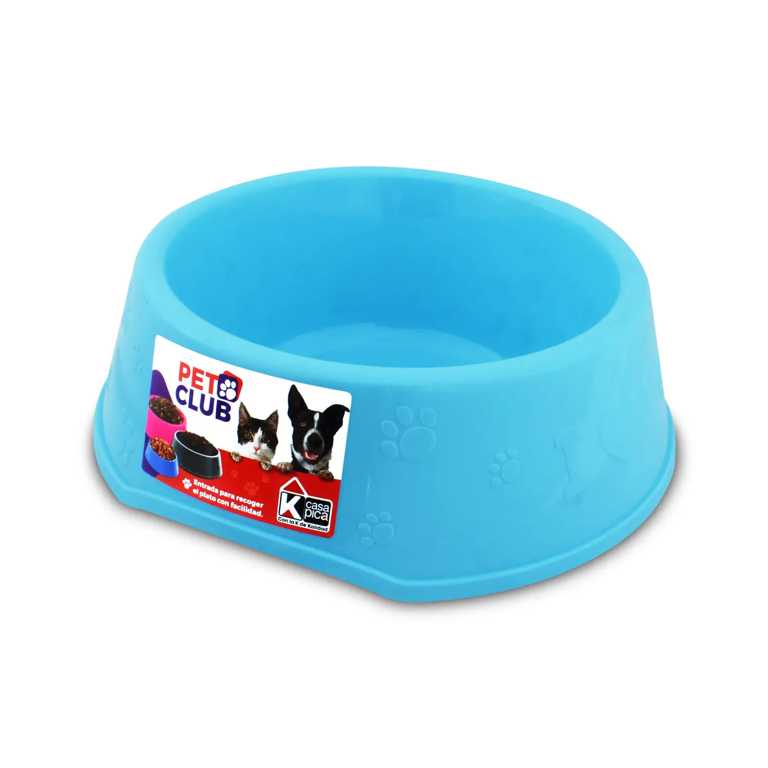 Plato Plastico P/Perro Med Celeste Pica