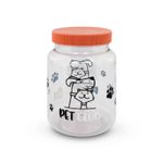 Pomo-PET-con-tapa-rosa-coral-de-1-litro-de-capacidad--para-almacenar-croquetas-snacks-o-comida-de-mascotas