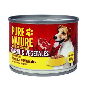 Enlatado P/Perro Carne Vegetales 170Gr - PURE NATURE