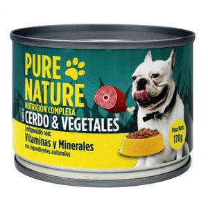 Enlatado P/Perro Cerdo Vegetales 170Gr - PURE NATURE