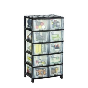 Gavetero Multiuso Duo Transparent Negro 5Pisos - PLAPASA