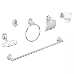 Juego de 6 accesorios p/baño cromo chapetón ovalado - FOSET