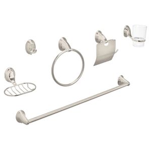Juego de 6 accesorios p/baño satín chapetón ovalado - FOSET