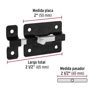 Pasador de barra plana 2", negro - HERMEX