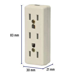 Multicontacto triple para extensión, 2 polos + tierra - VOLTECK