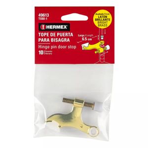 Tope de puerta para bisagra, acabado latón brillante - HERMEX