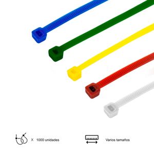 Set de amarracables elaborados en nylon. Incluye 1000 piezas multiusos de distintas medidas - BLITZ