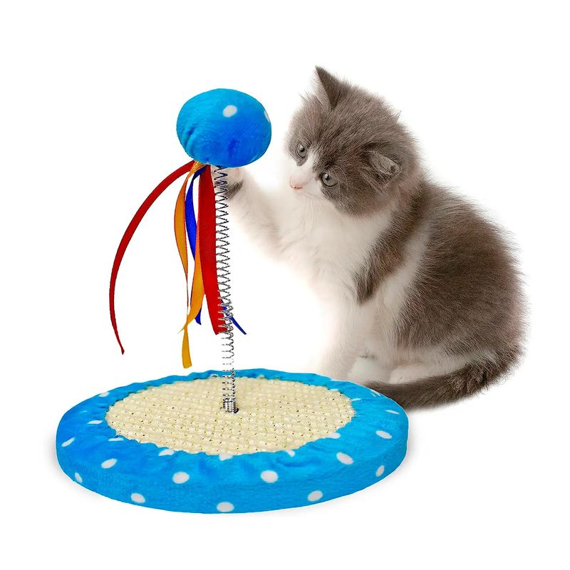Juguete-para-gatos-con-base-rascadora-y-pelota-de-textura-suave-empotrada-a-un-resorte-de-22-cm