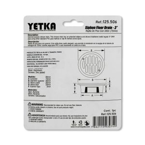 Rejilla C/Trampa De 75Mm Yetka - YETKA