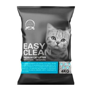 Arena para gato PREMIUM 100% natural aglomerante de líquidos y sólidos con agradable aroma a talco para bebé; 4 kg - EASY CLEAN