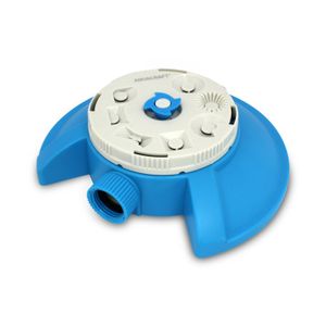 Aspersor plano de plástico con 8 patrones de rociado. Puede llegar hasta los 65 m2 de área de riego - AQUACRAFT