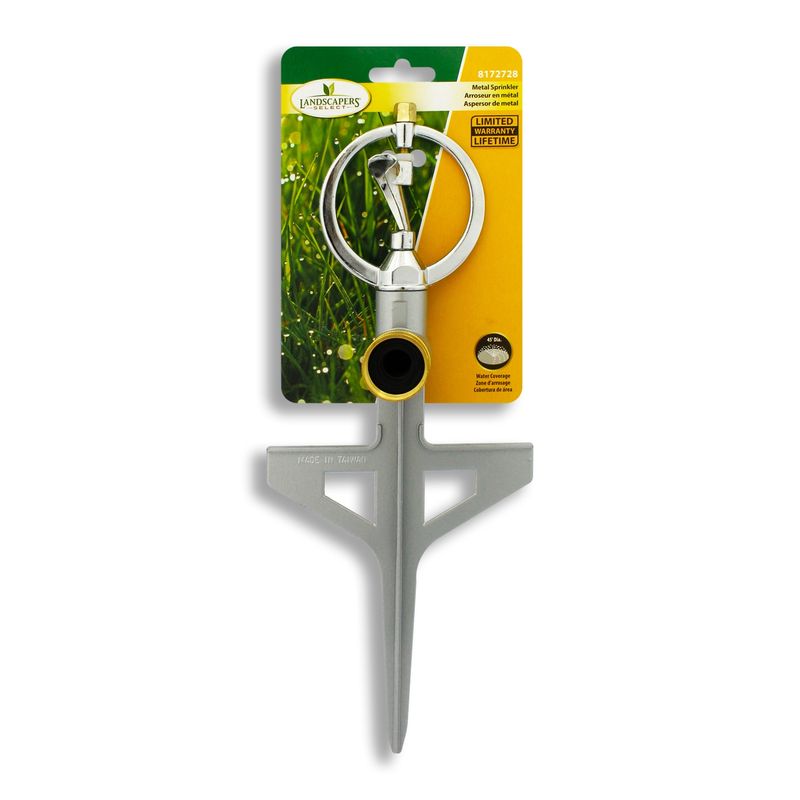 Aspersor-de-impulso-metalico-de-2-vias-tipo-estaca-ajustable-hasta-los-13.7-m-de-diametro-de-riego-con-un-giro-de-360º