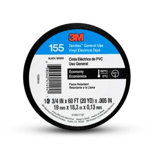 Taipe Electri Temflex 155 19Mmx18Mt Negro 3M - 3M