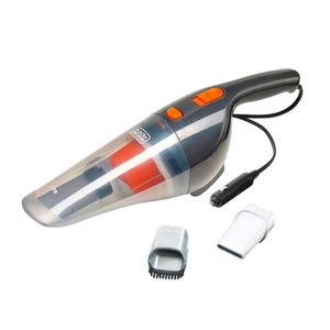 Aspiradora para auto de gran potencia y tamaño compacto con adaptador de 4.8 m. Incluye boquilla, cepillo y filtro - BLACK + DECKER