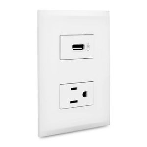 Toma Senc 2P+T 15A Us Tr+Usb A Bl Nobile - BTICINO