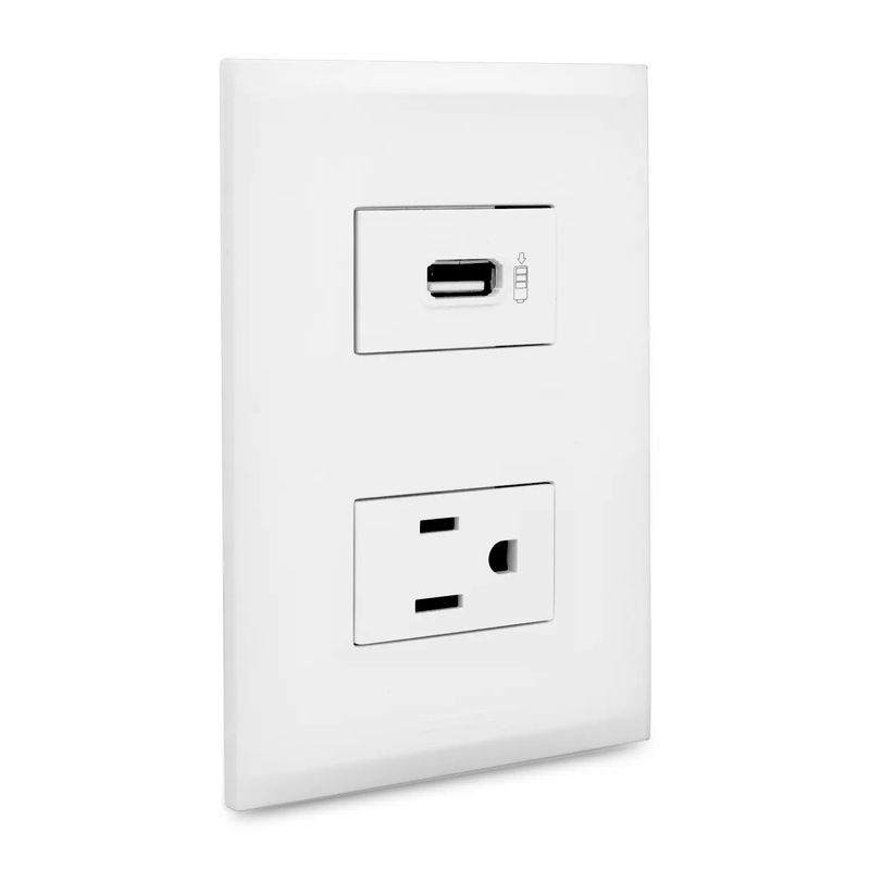 Tomacorriente-doble-socket-de-100-a-240V-a-150-mA-aterrizado-y-polarizado---toma-USB-tipo-A-para-carga-de-smartphone